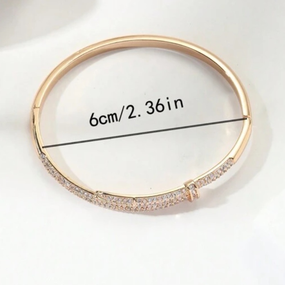 New 18K Gold Paved Rhinestone Bangle - Picture 4 of 6